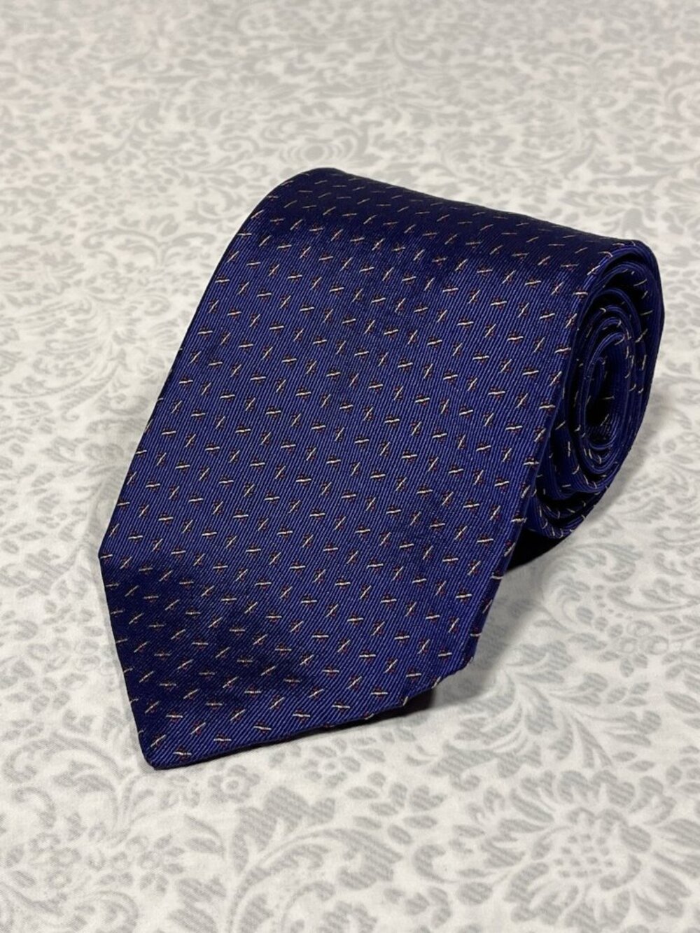 Vintage Polo University Ralph Lauren Blue Silk Tie Made USA % Division Sign Math
